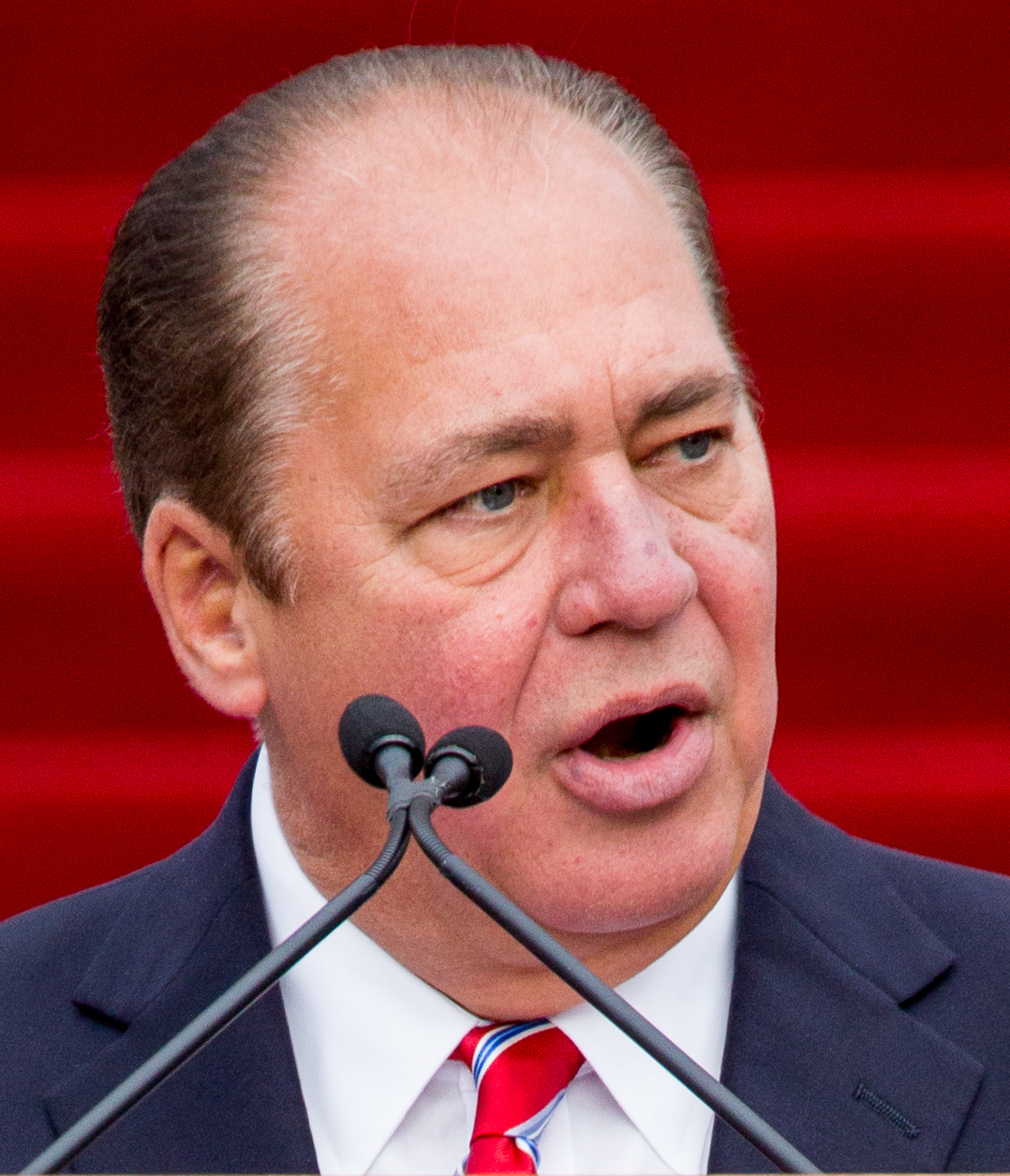 Earl Ray Tomblin (born March 15, 1952) is an American politician who served as the 35th governor of West Virginia from 2011 to 2017. A member of the Democratic Party, he previously served in the West Virginia Senate from 1980 to 2011 and as president of the West Virginia Senate from 1995 to 2011. Tomblin became acting governor in November 2010 following Joe Manchin's election to the U.S. Senate. He won a special election in October 2011 to fill the unexpired term ending on January 14, 2013, and was elected to a full term as governor in November 2012.