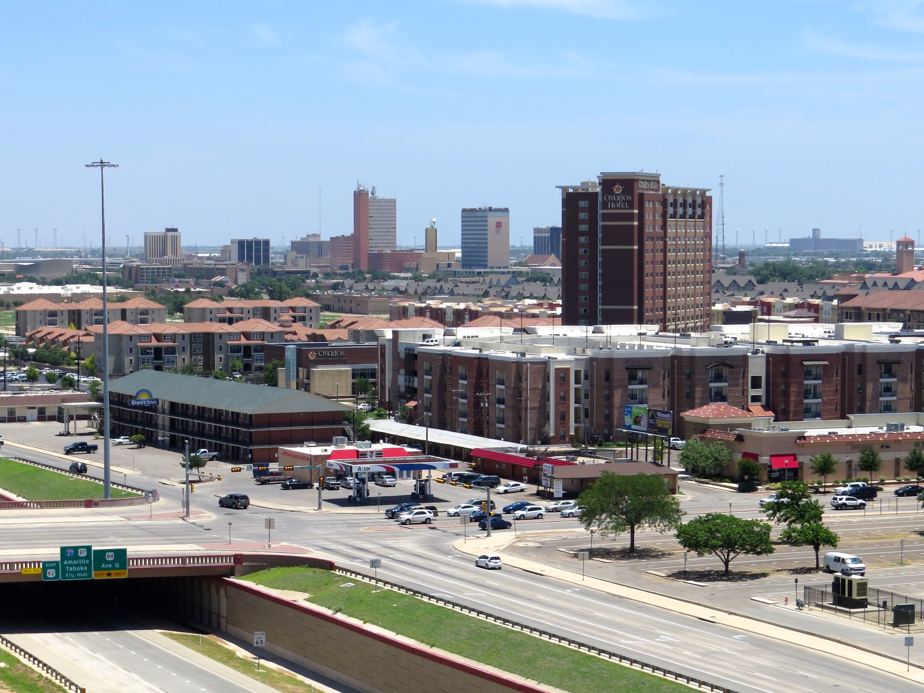 Lubbock ( LUB-ək)
is the 10th-most populous city in the U.S. state of Texas and the seat of government of Lubbock County. With a population of 263,930 in 2022, the city is also the 85th-most populous in the United States. The city is in the northwestern part of the state (the region is the Great Plains), an area known historically and geographically as the Llano Estacado, and ecologically is part of the southern end of the High Plains, lying at the economic center of the Lubbock metropolitan area, which had an estimated population of 328,283 in 2022.Lubbock's nickname, "Hub City," derives from it being the economic, educational, and health-care hub of the multicounty region, north of the Permian Basin and south of the Texas Panhandle, commonly called the South Plains. The area is the largest contiguous cotton-growing region in the world and is heavily dependent on water from the Ogallala Aquifer for irrigation.
Lubbock is home to Texas Tech University, the sixth-largest college by enrollment in the state.