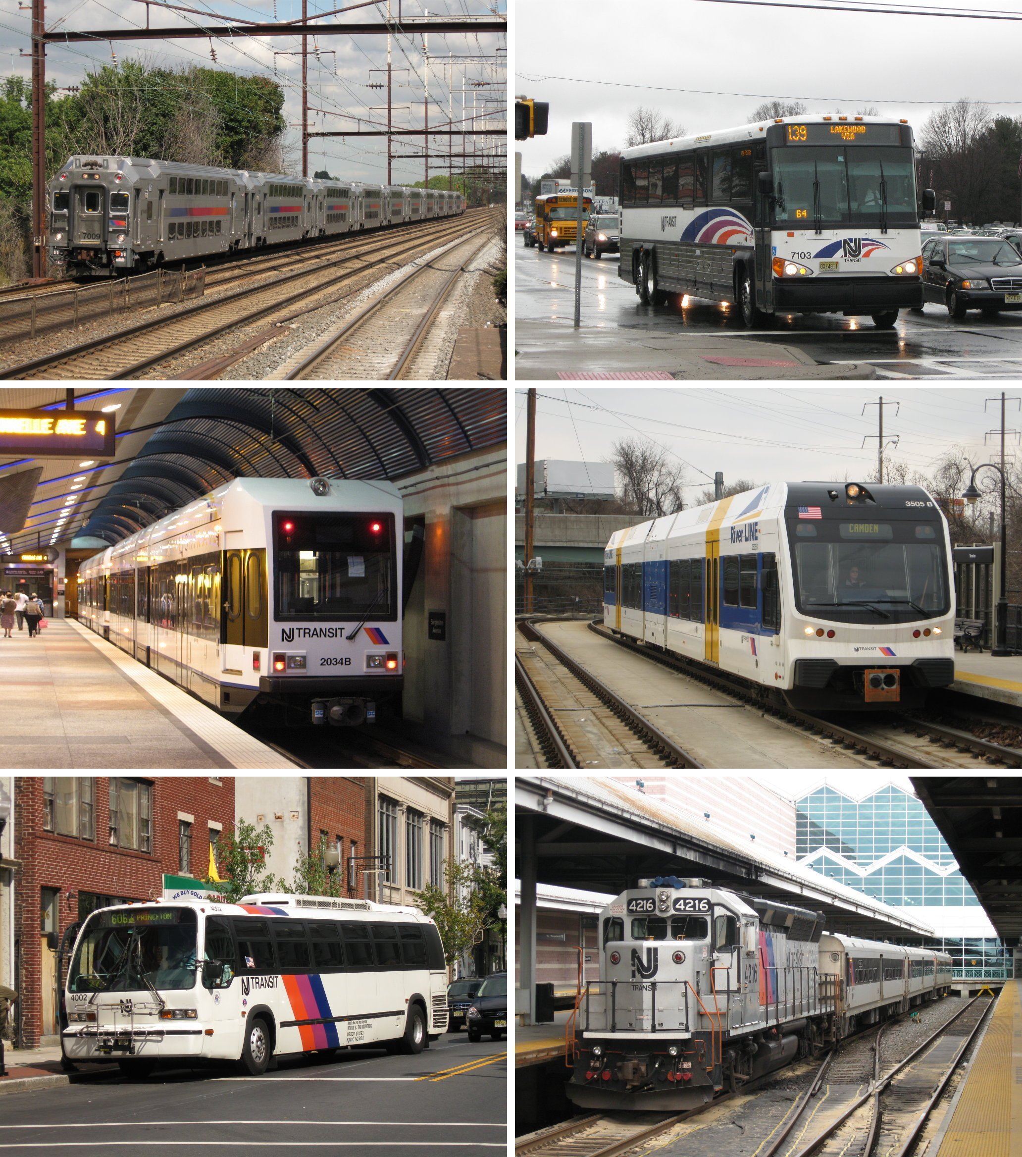 New Jersey Transit Corporation, branded as NJ Transit or NJTransit and often shortened to NJT, is a state-owned public transportation system that serves the U.S. state of New Jersey and portions of the state of New York and Pennsylvania. It operates bus, light rail, and commuter rail services throughout the state, connecting to major commercial and employment centers both within the state and in its two adjacent major cities, New York City and Philadelphia. In 2022, the system had a ridership of 175,960,600.
Covering a service area of 5,325 square miles (13,790 km2), NJT is the largest statewide public transit system and the third-largest provider of bus, rail, and light rail transit by ridership in the United States.NJT also acts as a purchasing agency for many private operators in the state; in particular, buses to serve routes not served by the transit agency.